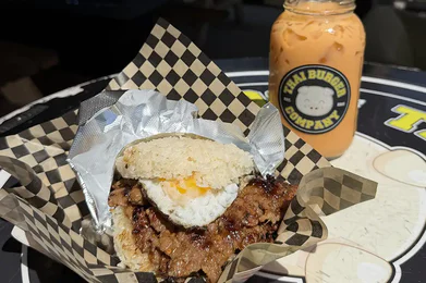 Thai sticky rice burger