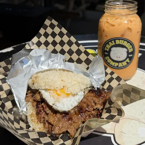 Thai sticky rice burger