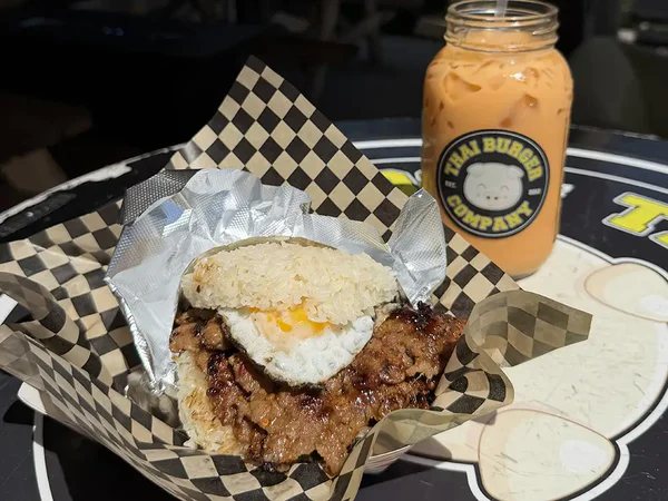 Thai sticky rice burger