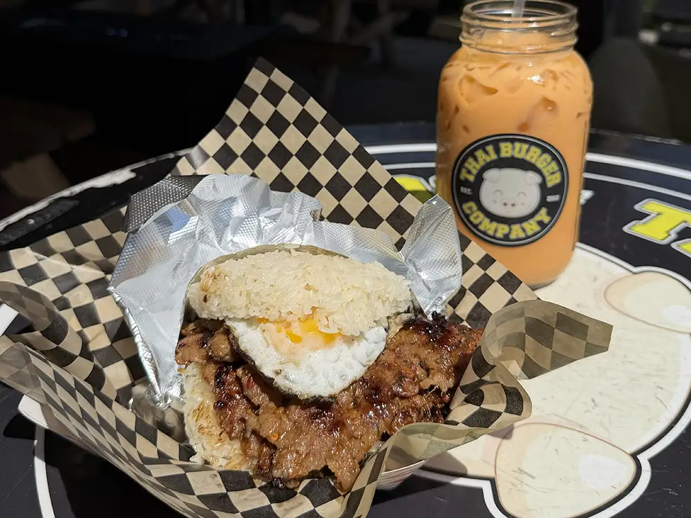 Thai sticky rice burger